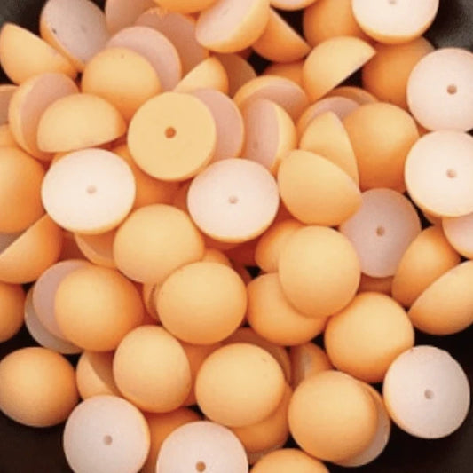 12mm Matte Orange Sherbet MATTE Pearl Round Glue on Resin Pearl Gem (Sold in Pair) Resin Gems
