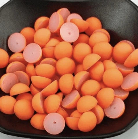 12mm Matte NEON Orange MATTE Pearl Round Glue on Resin Pearl Gem (Sold in Pair) Resin Gems