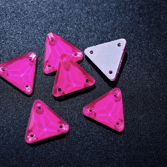 12mm Neon Yellow Jelly Triangle , Sew on,  Glass Gem (Sold in Pair) Glass Gems