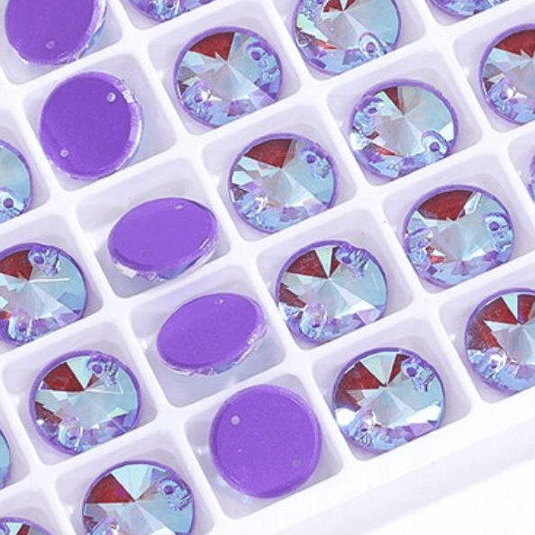 Violet Purple AB 12mm Pastel Neon AB Rivoli, Sew on, Fancy Glass Gems (Sold in Pair) Fancy Glass Gems