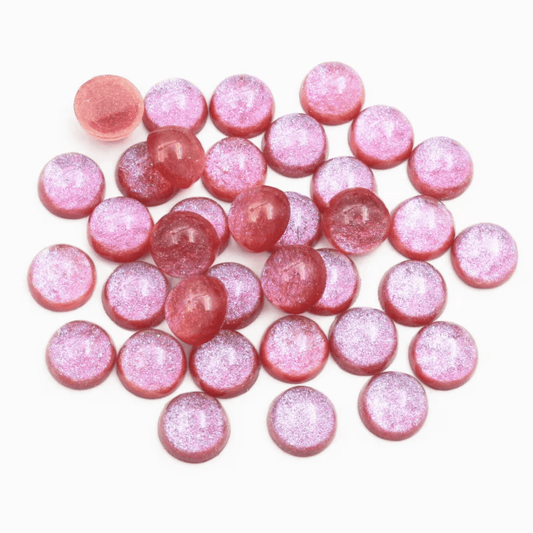 12mm Pink AB Flat Top Rivoli Glue on, Fancy Glass Resin Gem *New* (Sold in Pair) Fancy Glass Gems