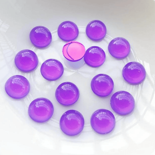 12mm Purple Mermaid Tears Round, Glass looking luminous glue on, Resin Gem  (Sold in Pair) Resin Gems