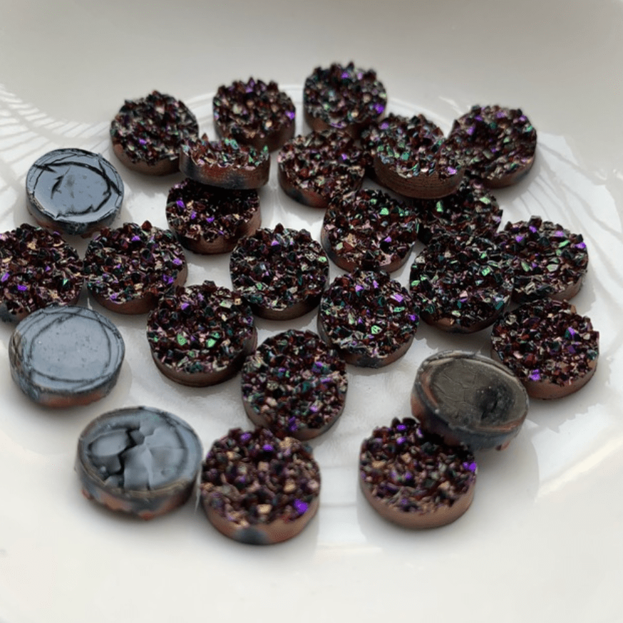 12mm Purple Metallic AB Druzy, Glue-on, Resin Gem (Sold in Pair) Resin Gems