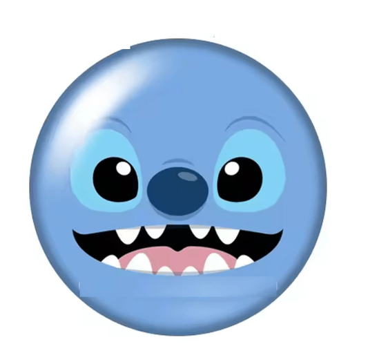 12mm "Stitch" LIGHT BLUE Face Printed dome Cab, Glue on, Resin Gems (Sold in pair) Resin Gems