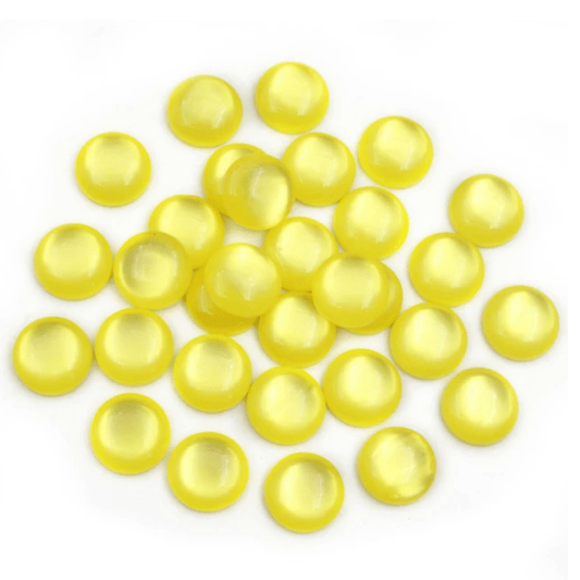 12mm Yellow "Cat Eye" Reflective Rivoli, Glue on, Resin Gem (Sold in Pair) Resin Gems
