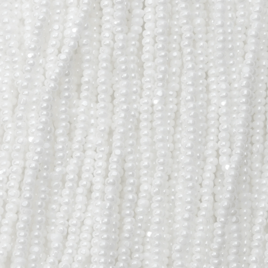 13/0 Charlotte Cut Czech Seed Bead - White Luster Opaque *HANK 13/0 Seedbeads