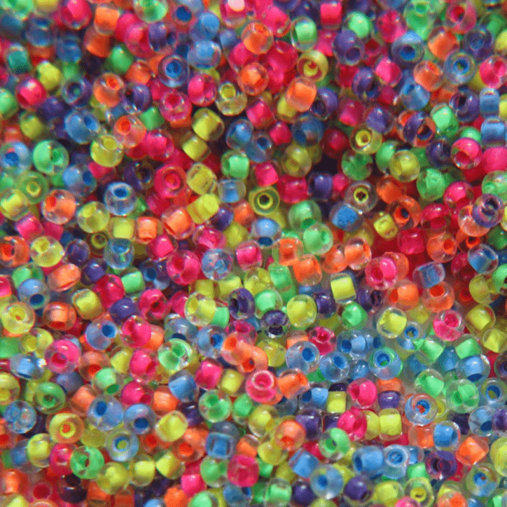 13/0 Charlotte Cut Seed Bead- Colour Lined Neon MIX  *10g Hank* Charlotte Cut Seedbeads