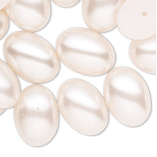 13*16mm Soft Light Pink Pearl Oval, Glue on, Resin Gem (Sold in Pair) Resin Gems