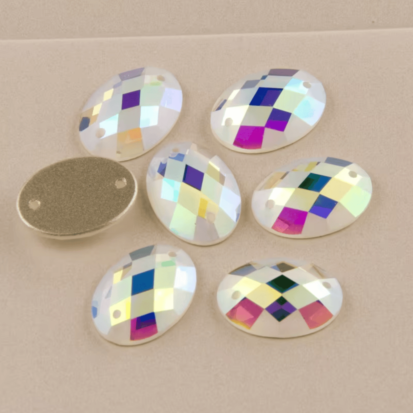 13*18mm AB Oval, Best Quality Fancy Glass Gem (Sold in Pair) Fancy Glass Gems