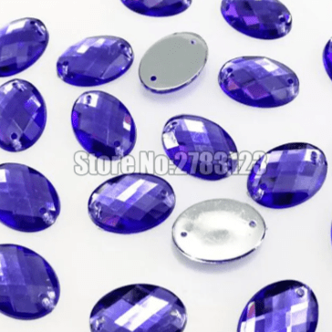 Violet 13*18mm Dark Green Oval Shaped, Sew on, Glass Gem (Sold in Pair) Glass Gems