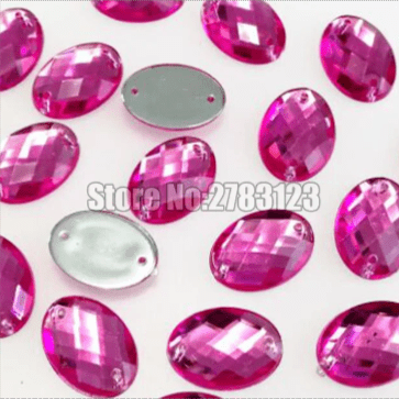 Peach Red 13*18mm Dark Green Oval Shaped, Sew on, Glass Gem (Sold in Pair) Glass Gems