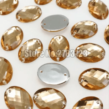Champagne 13*18mm Dark Green Oval Shaped, Sew on, Glass Gem (Sold in Pair) Glass Gems