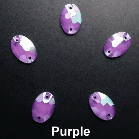 13*18mm Dark Purple Jelly Pastel Oval, Sew on, Glass Gems (Sold in Pair) Glass Gems