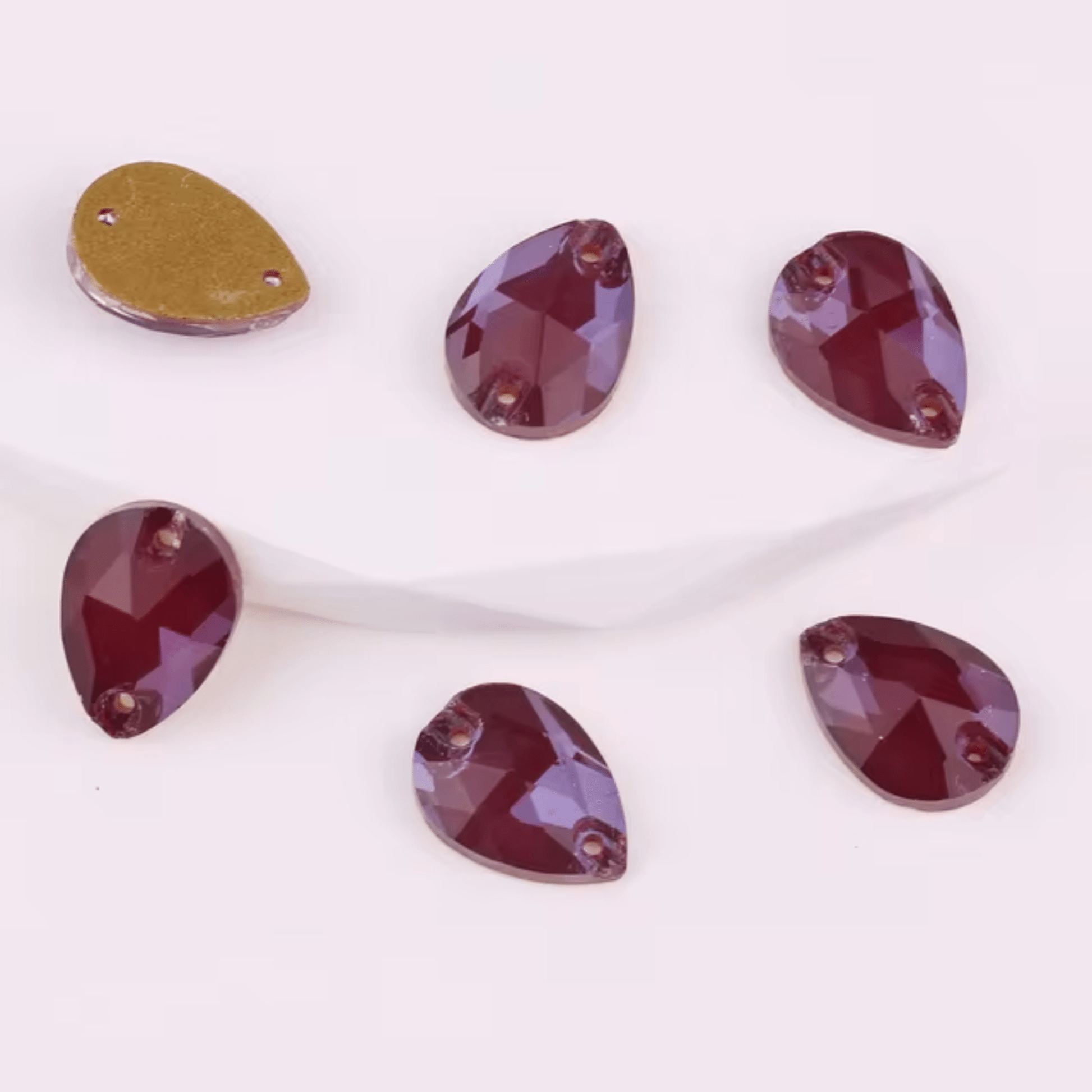 13*18mm Dark Red Teardrop, Sew on, Fancy Glass Gem (Sold by pair) Fancy Glass Gems