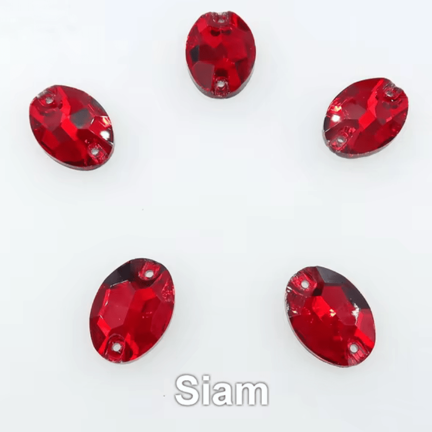 13*18mm Dark Siam Red Glass Oval, Sew on, Glass Gem (Sold in pair) Glass Gems