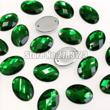 Dark Green 13*18mm Oval Shaped, Sew on, Glass Gem (Sold in Pair) Glass Gems