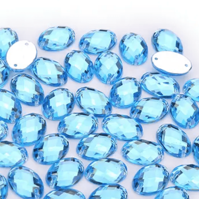 13*18mm Oval Shaped, Sew on, Glass Gem (Sold in Pair) Glass Gems