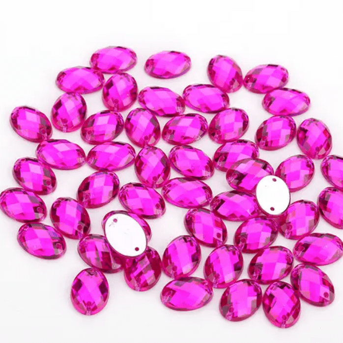 Peach Red 13*18mm Oval Shaped, Sew on, Glass Gem (Sold in Pair) Glass Gems