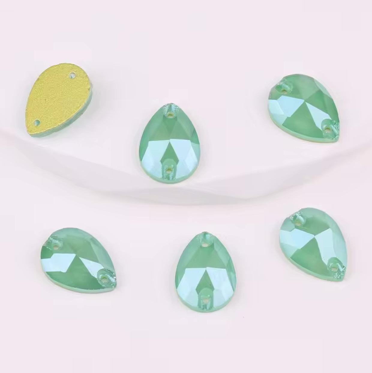 13*18mm Peridot Christmas Green Luster Jelly Teardrop, Sew on, Fancy Glass Gem (Sold by pair) Fancy Glass Gems