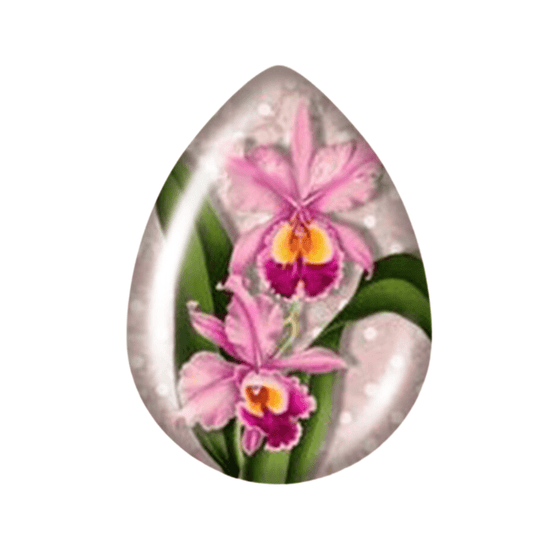 13*18mm Pink Orchid flowers Image in Acrylic Teardrop, Glue on, Resin Gem (Sold in Pair) Resin Gems