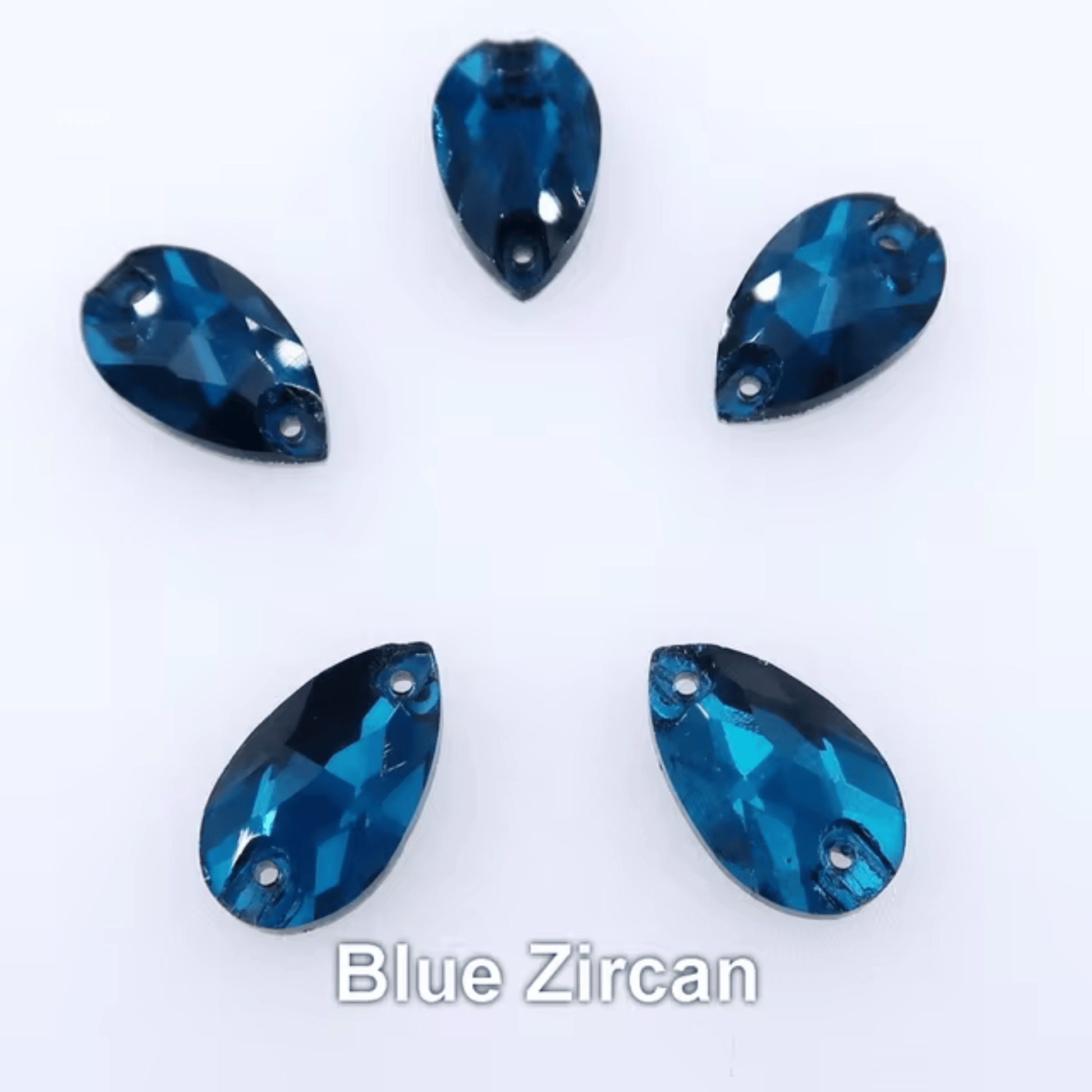 13*22mm Blue Zircan Teardrop, Sew on Glass Gems (Sold in Pair) Glass Gems