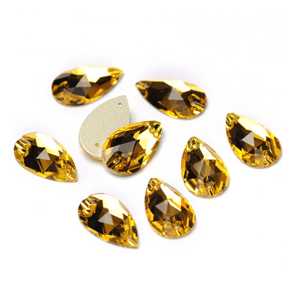 13*22mm Bright Yellow Teardrop, Sew on, Strass Fancy Glass Gems (Sold in Pair) Fancy Glass Gems