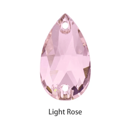 13*22mm Light Pink Rose Teardrop, Sew on, Glass gem (Sold in Pair) Glass Gems