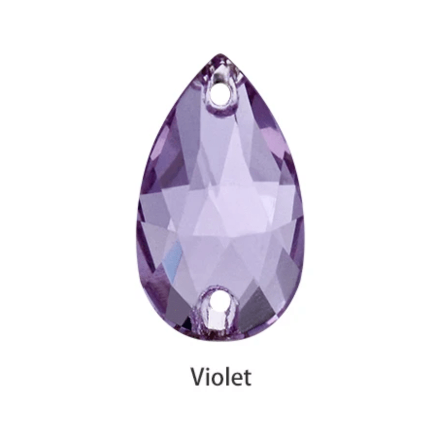 13*22mm Light Violet Teardrop, Sew on, Fancy Glass Gem (Sold in Pair) Fancy Glass Gems