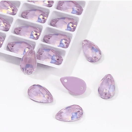 13*22mm Mocha Light Purple Teardrop shaped, Sew on, Strass Fancy Glass Gems (Sold in Pair) Fancy Glass Gems
