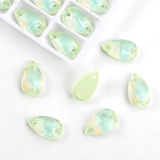 13*22mm Mocha Mint Green Teardrop shaped, Sew on, Strass Fancy Glass Gems (Sold in Pair) Fancy Glass Gems