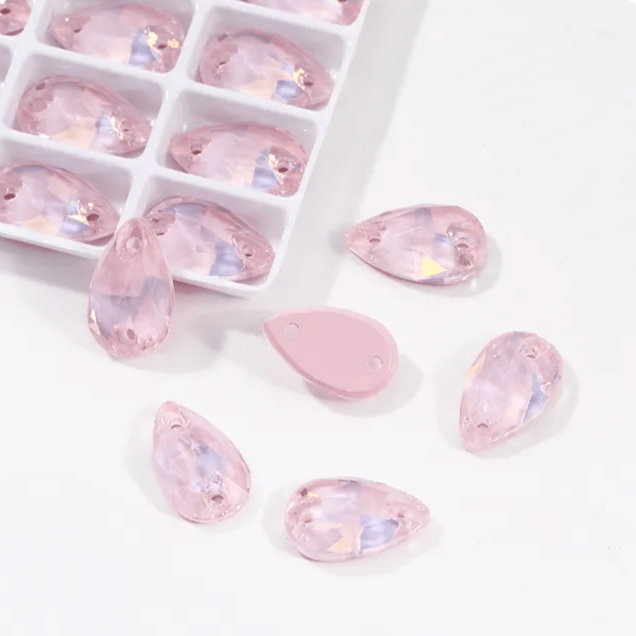 13*22mm Mocha Pink Teardrop shaped, Sew on, Strass Fancy Glass Gems (Sold in Pair) Fancy Glass Gems