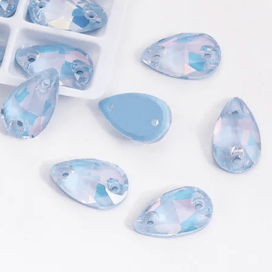 13*22mm Mocha Sapphire Blue Teardrop shaped, Sew on, Strass Fancy Glass Gems (Sold in Pair) Fancy Glass Gems