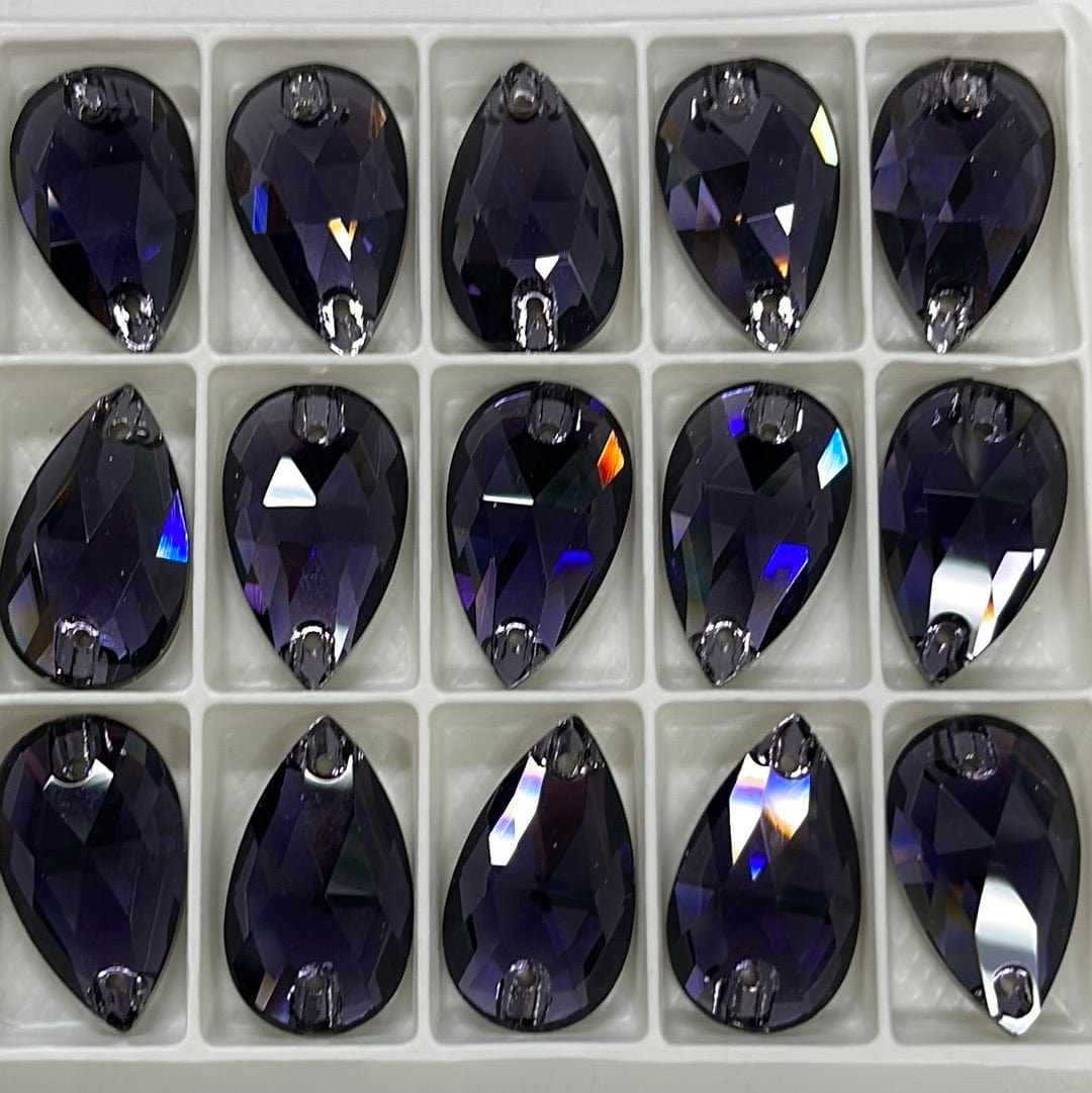 13*22mm Purple-Burgundy Teardrop, Sew on,  Glass gem (Sold in Pair) Glass Gems