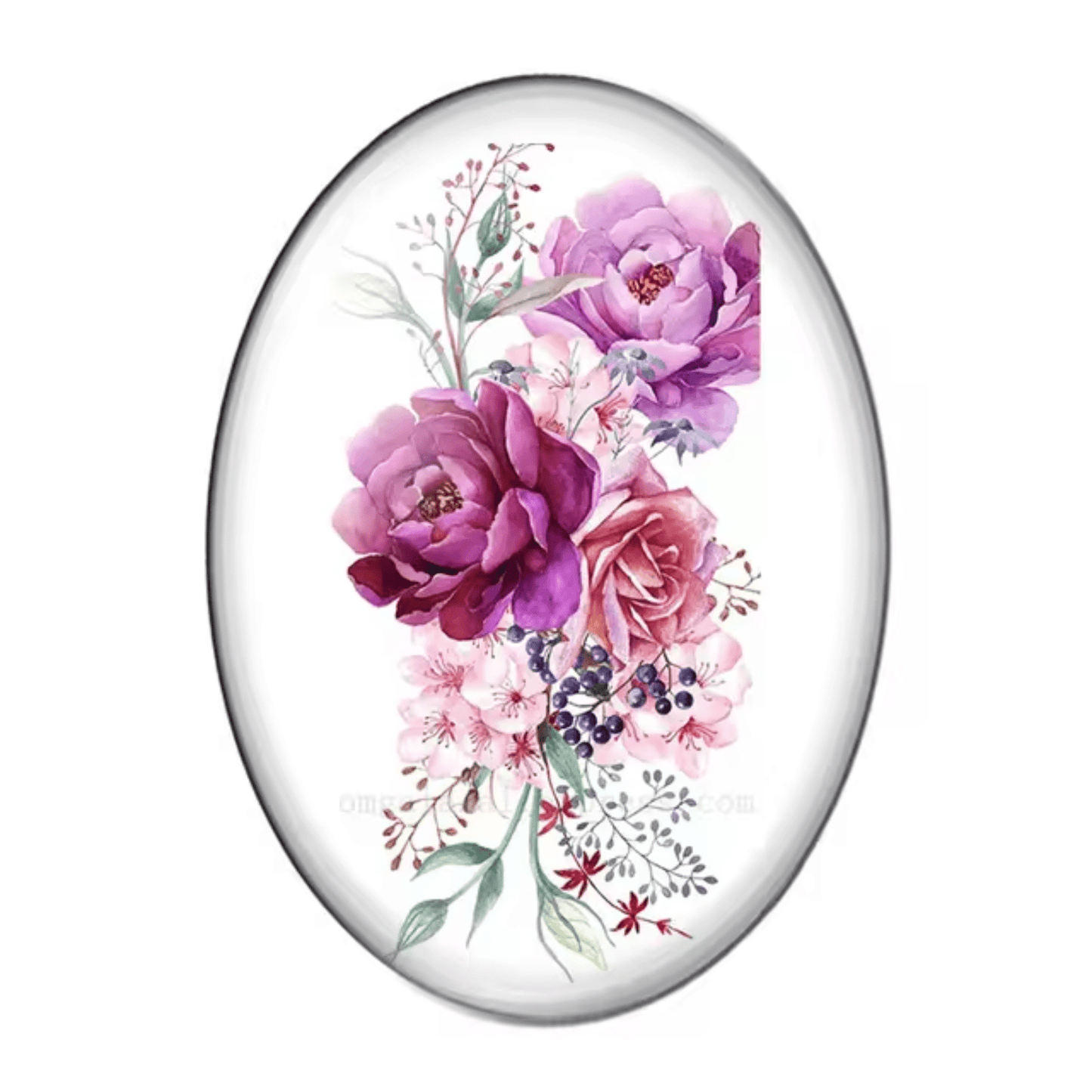 13mm*18mm Oval Photo Glass Cabochon, Glue on Red Rose Flowers (Sold in Pair) Resin Gems