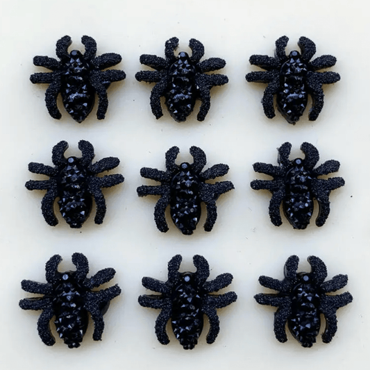 13mm Black Spider Odd Spider, Glue on, Resin Gem (Sold in Pair) Resin Gems