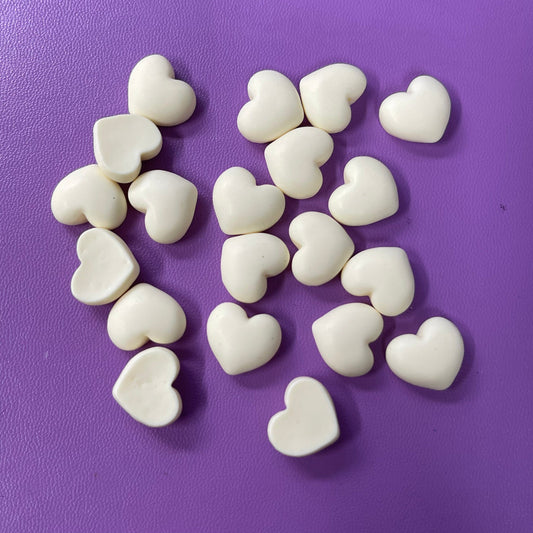 13mm Matte Ivory White Heart, Glue on, Resin Gems (Sold in Pair) Resin Gems