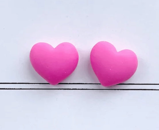 13mm Matte Pink Heart, Glue on, Resin Gems (Sold in Pair) Resin Gems