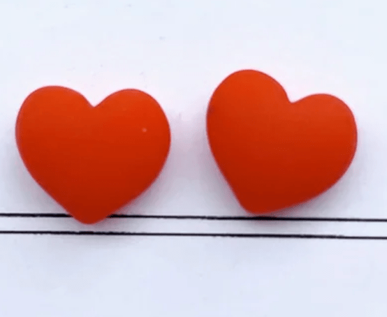 13mm Matte Red Heart, Glue on, Resin Gems (Sold in Pair) Resin Gems