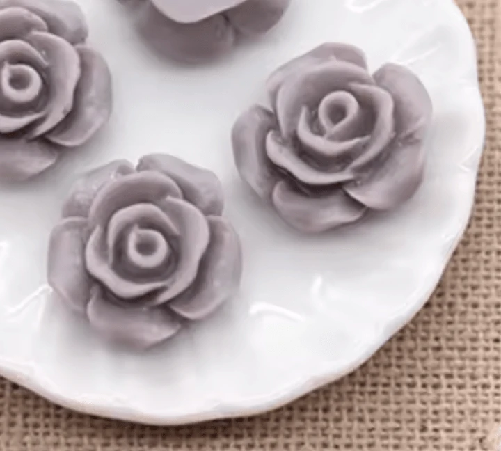 Grey 13mm Matte Vintage Rose Resin Gem (SOLD IN PAIRS)