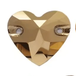 14*16mm Gold Metallic Heart Rhinestone, Sew on Rhinestone, Fancy Gems (Sold in Pair) Fancy Glass Gems