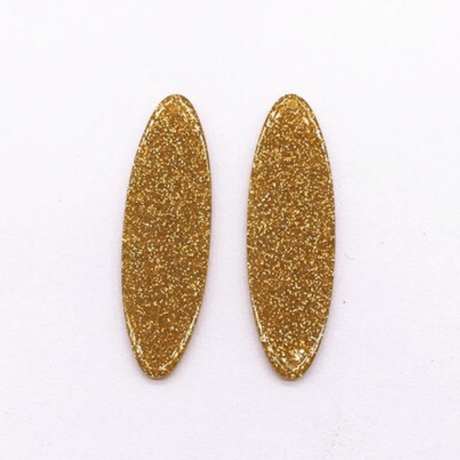 14*47mm Gold Oval Glitter Long Oval Acrylic, Sew on, Mirror Resin Gems (Sold in Pair) Resin Gems