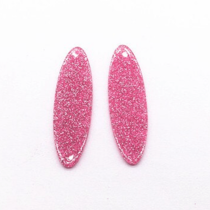 14*47mm Pink Glitter Long Oval Acrylic, Sew on, Mirror Resin Gems (Sold in Pair) Resin Gems