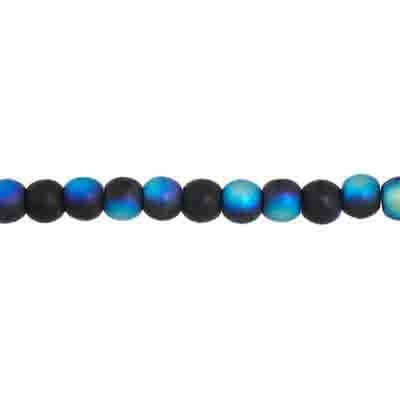 4mm Tanzanite Blue Black jet matte AB Glass Pearl Beads (100pcs) Crystal Lane Rondelle