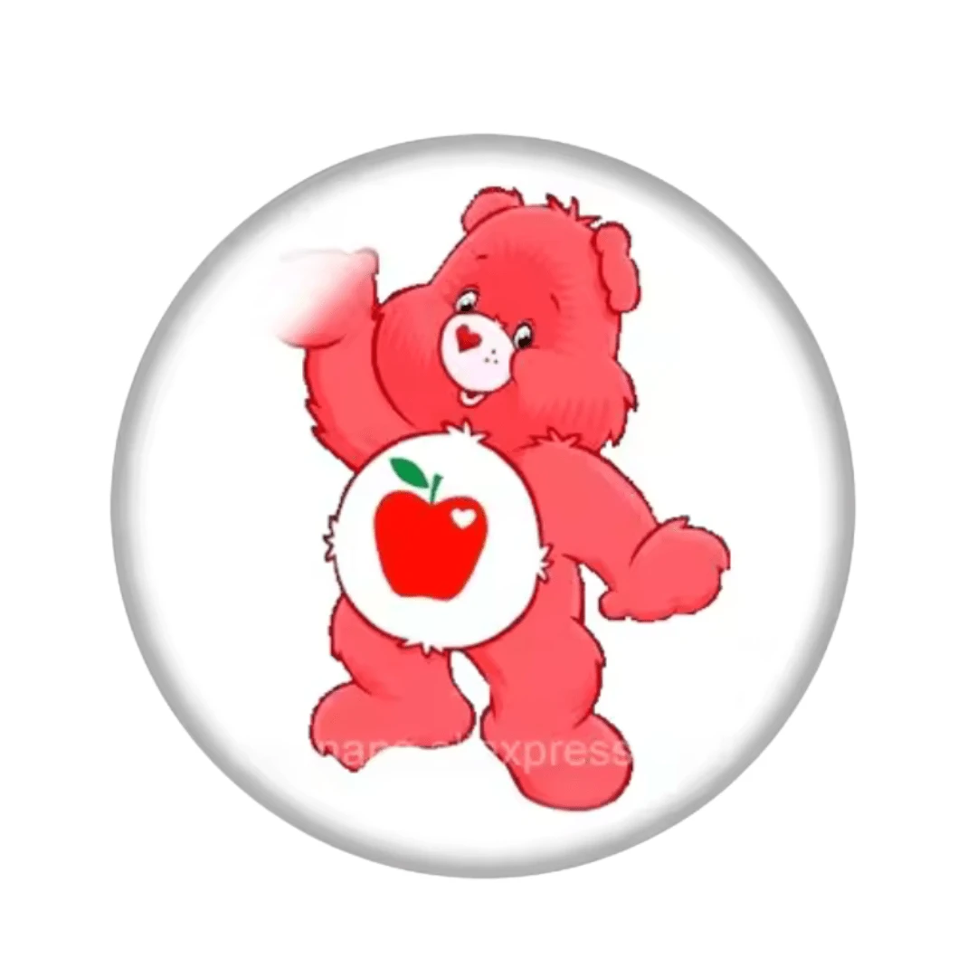 14mm CareBear Characters in White Background Round, Glue on, Resin Gem (Sold in Pair) Resin Gems