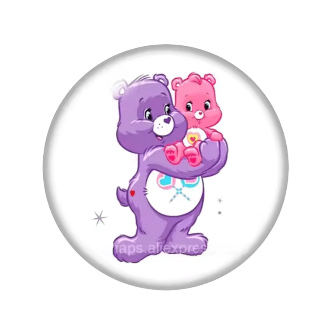14mm CareBear Characters in White Background Round, Glue on, Resin Gem (Sold in Pair) Resin Gems