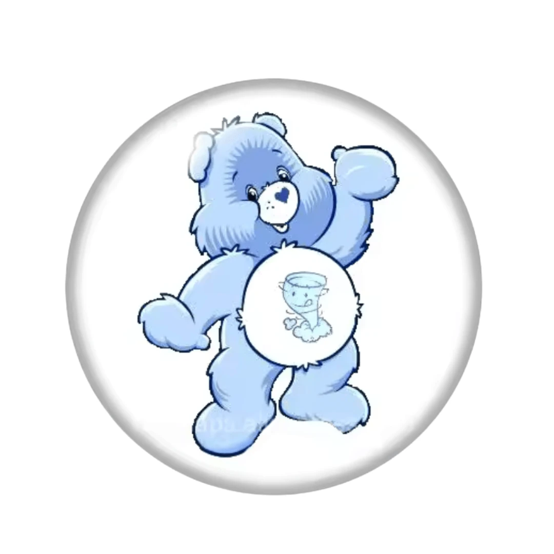 14mm CareBear Characters in White Background Round, Glue on, Resin Gem (Sold in Pair) Resin Gems