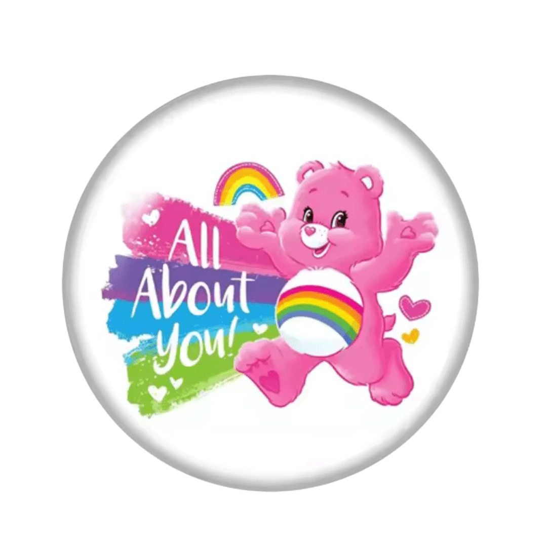 14mm CareBear Characters in White Background Round, Glue on, Resin Gem (Sold in Pair) Resin Gems