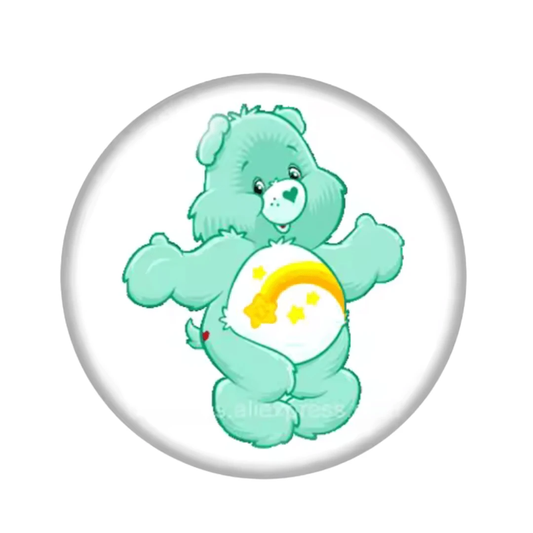 14mm CareBear Characters in White Background Round, Glue on, Resin Gem (Sold in Pair) Resin Gems