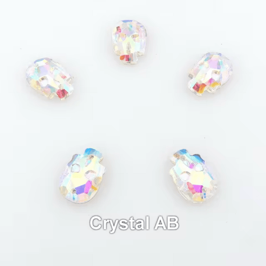 14mm Crystal AB Skull Shape Crystal, Sew on Rhinestone, Resin Gem (Sold in Pair) Resin Gems