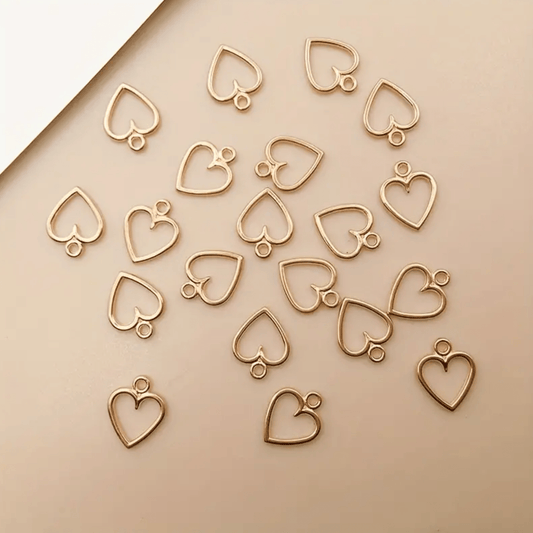 14mm Gold Heart Shaped Charm. Connector Earrings Basics (Sold in Pair) Earring Findings